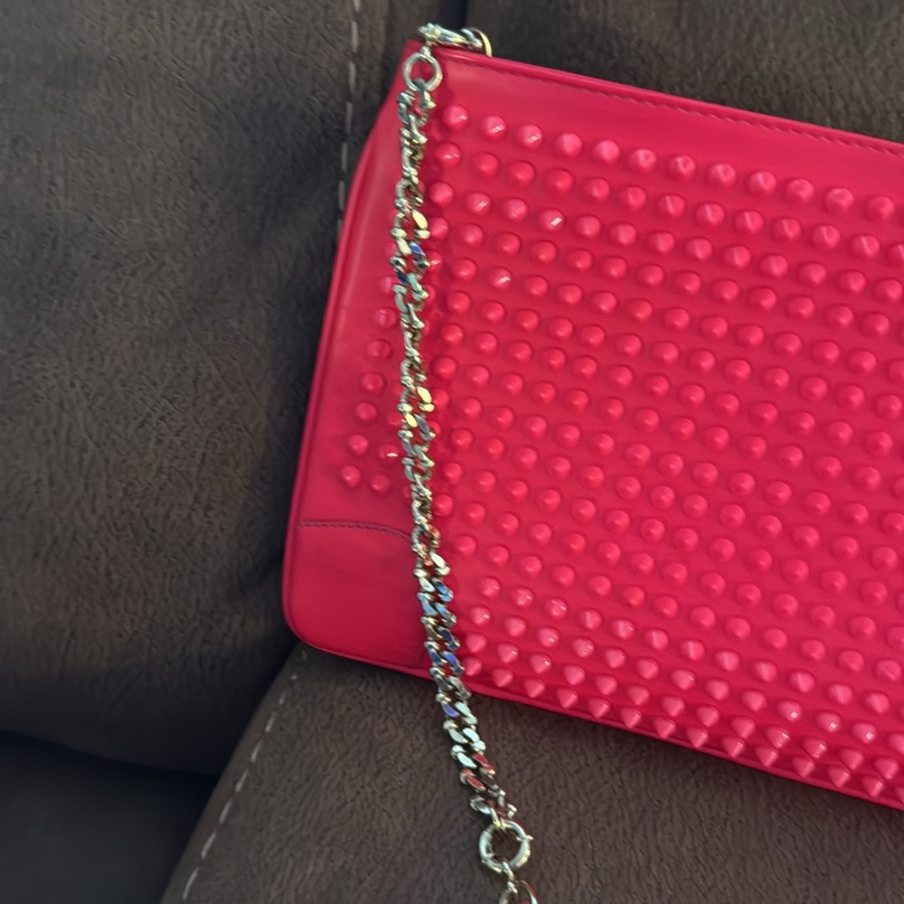 Christian Louboutin Loubiposh Studded Pink Clutch or Shoulder Bag - Picture 4 of 10